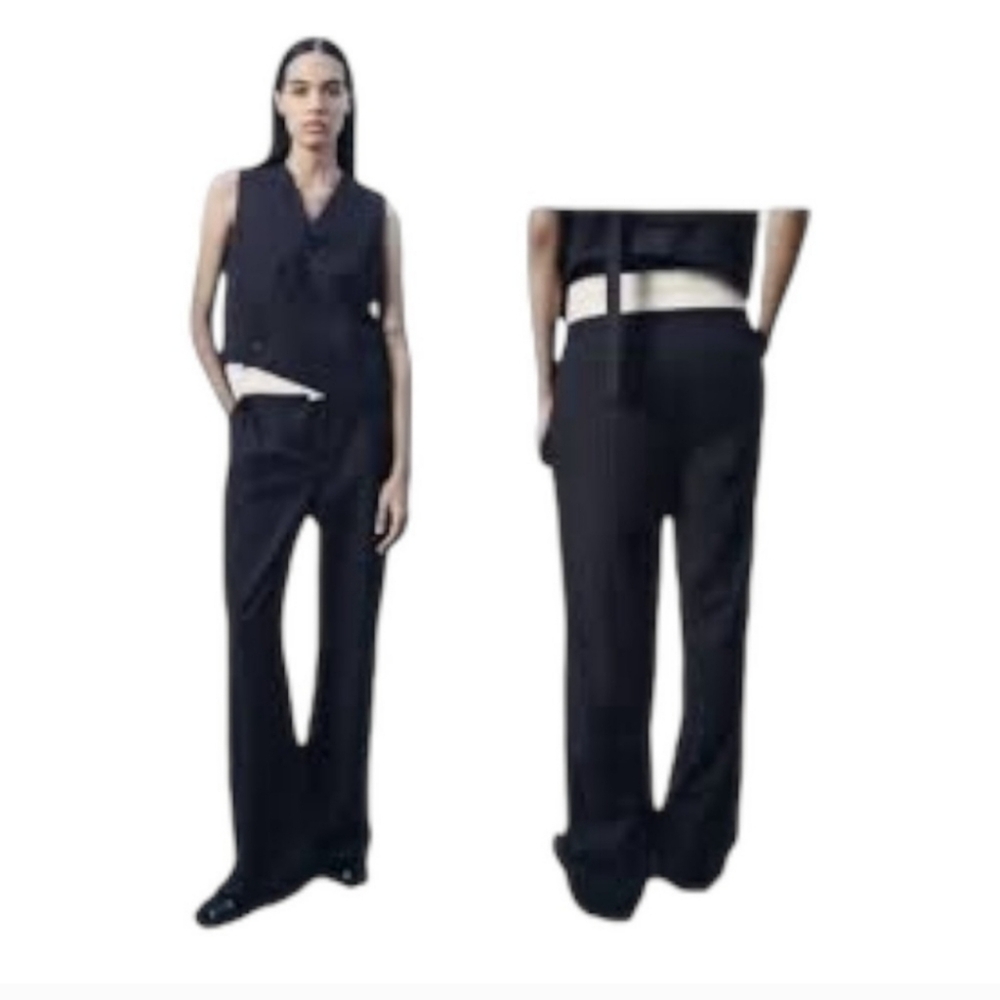 Zara Double Waistband Women's Black Pants